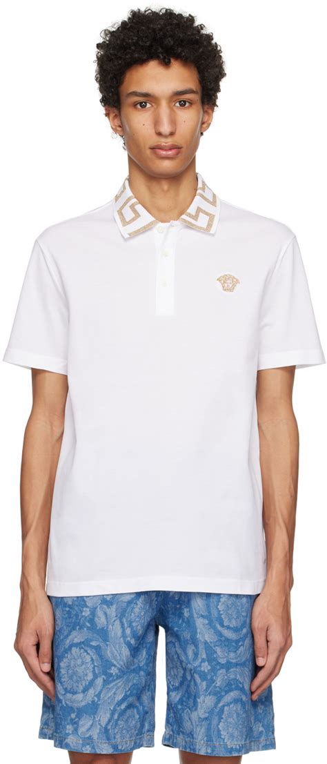 Versace: White Greca Polo 